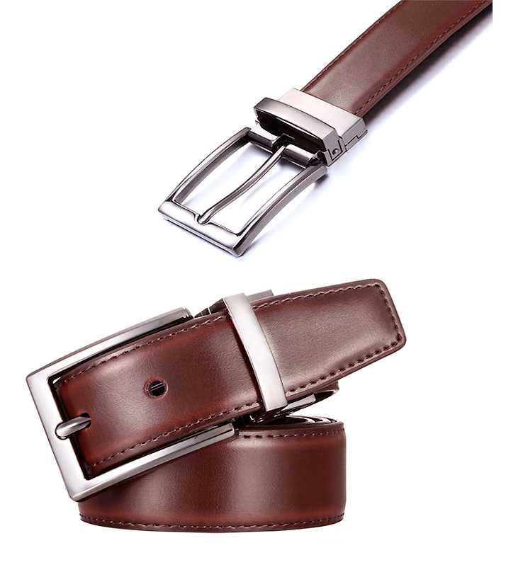 2 in 1 Double Sided Black and Brown Best Quality Leather Belt for Men/Boys