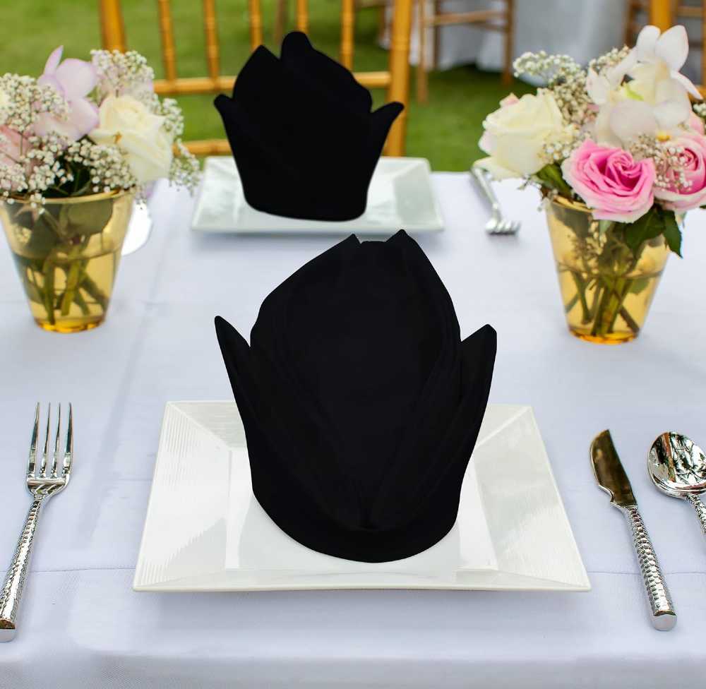 Cloth Dinner Table Napkin Black Soft Absorbent Lightweight 100% Cotton