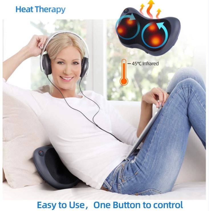 Head Neck Body Massage Pillow Heating Kneading Home Car Dual Use Body Cervical Lumbar Waist Leg Pain Relief Massager Health Care
