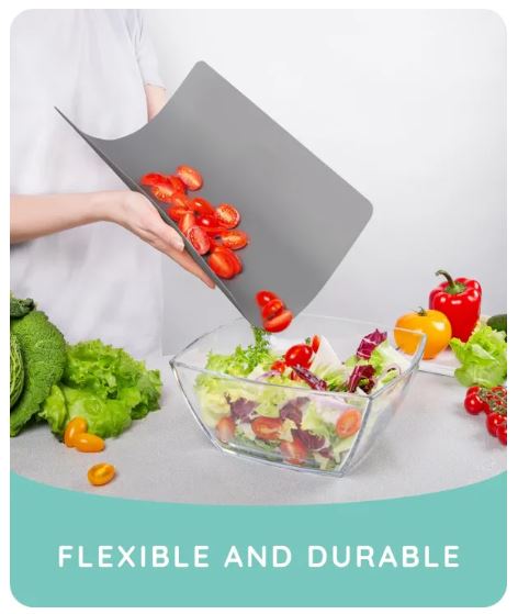 PACK OF 2 Flexible Cutting Mat, Non-Slip Chopping Mat, Thin Cutting Board, Kitchen Cutting Mat, Flexible Chopping Board, Bendable Cutting Mat, Roll-Up Cutting Mat, Multi-Color Cutting Mat, Dishwasher-Safe Cutting Mat, Food-Grade Chopping Mat