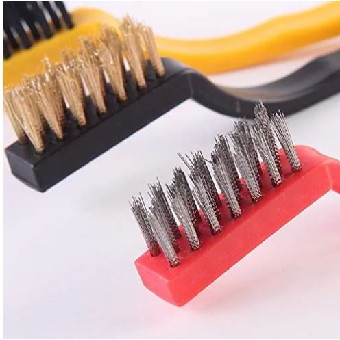 3 Pc Mini Wire Brush Cleaning Tool Kit Brass, Nylon, Stainless Steel Bristles Gas Cleaning Brush Steel Brush Gas Stove Cleaning Brushes Kitchen Tools Cleaning Kit Chimney Cleaning Brush Burner Cleaner Brush Copper Wire (Multicolor)