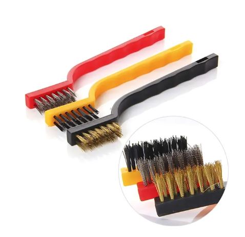 3 Pc Mini Wire Brush Cleaning Tool Kit Brass, Nylon, Stainless Steel Bristles Gas Cleaning Brush Steel Brush Gas Stove Cleaning Brushes Kitchen Tools Cleaning Kit Chimney Cleaning Brush Burner Cleaner Brush Copper Wire (Multicolor)