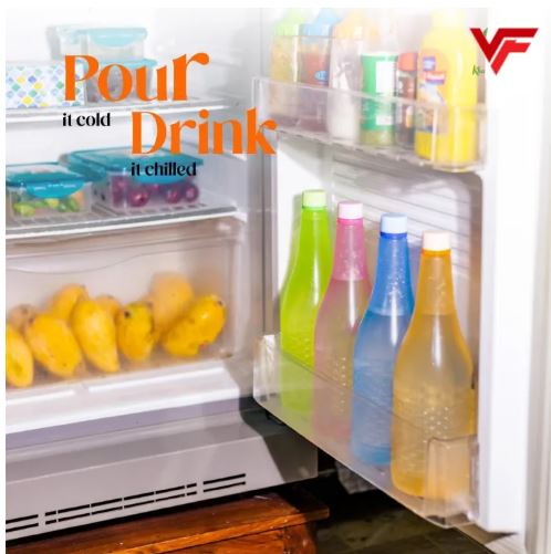 Pack Of 4 Plastic Jumbo Water Bottles Super Cool Water Drink Bottles Fridge and Refrigerator Water Bottles Smart Drink Plastic Water Bottle Fridge Water Bottle for Gym, Home, Travel, School, Kid, Juice, Drinks High Quality Multi Color 1.2 Ltr Each