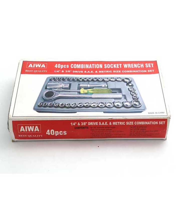 Original Aiwa 40 Piece Toolkit Tool kit Combination Socket Ratchet Wrench Set Tool Kit Toolkit Goti Set Ring Spanner Pana Set Screw Driver Bit Set Hand Toolkit Tools Kit Car Bike Cycle Repairing Hand Tool kit Toolkit Set Screwdriver Toolkit Drill Machine