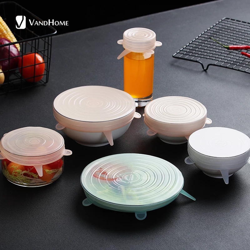 6Pcs Kitchen Reusable Silicone Stretch Seal Lid Preservation Vacuum Food Storage Bowl Cover6Pcs Kitchen Reusable Silicone Stretch Seal Lid Preservation Vacuum Food Storage Bowl Cover