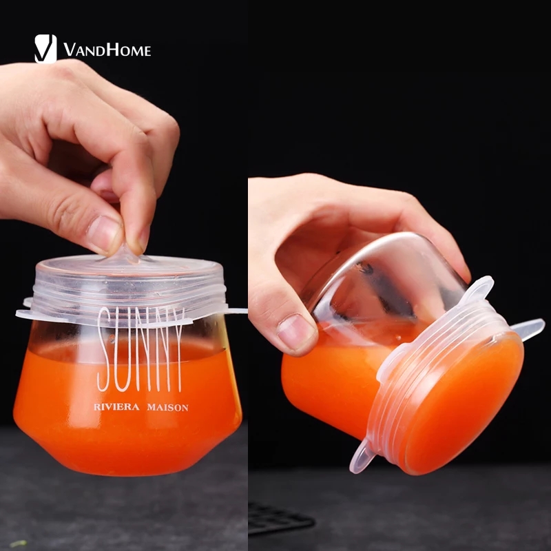6Pcs Kitchen Reusable Silicone Stretch Seal Lid Preservation Vacuum Food Storage Bowl Cover6Pcs Kitchen Reusable Silicone Stretch Seal Lid Preservation Vacuum Food Storage Bowl Cover