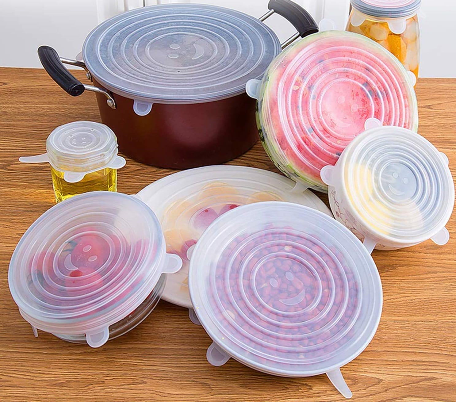6Pcs Kitchen Reusable Silicone Stretch Seal Lid Preservation Vacuum Food Storage Bowl Cover6Pcs Kitchen Reusable Silicone Stretch Seal Lid Preservation Vacuum Food Storage Bowl Cover