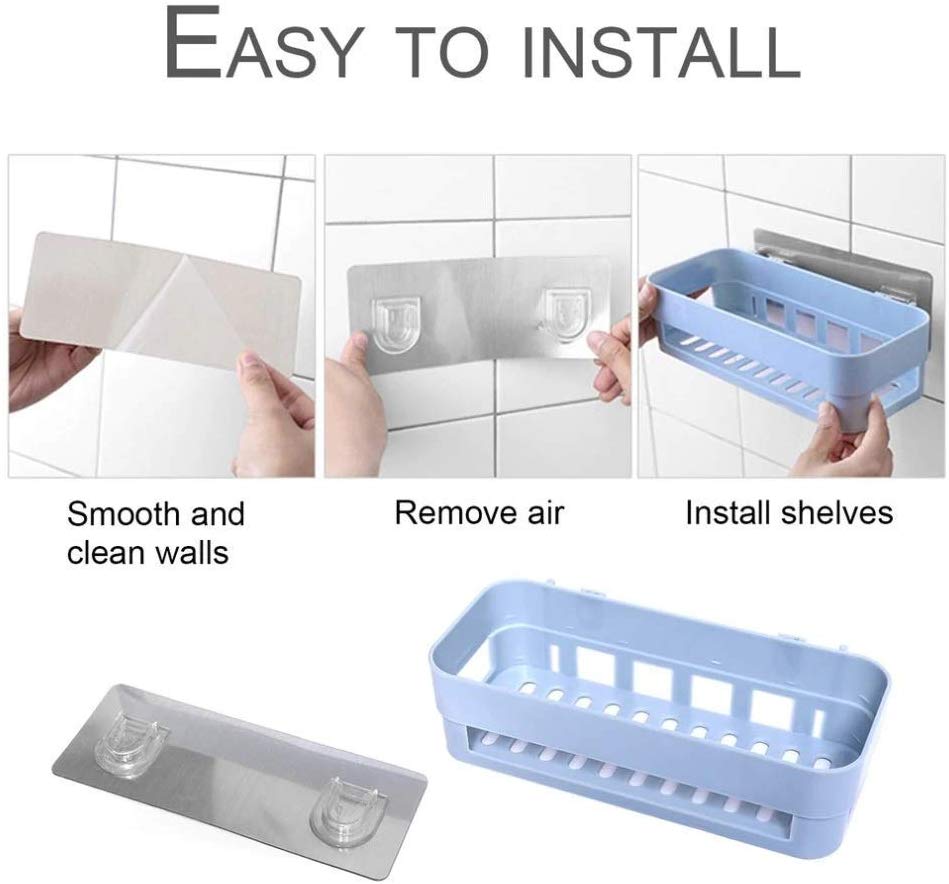 Bathroom Storage Rectangular Rack Organizer No Drill for Shower Soap Shampoo Holder Toilet Storage Accessories with Drainage hole