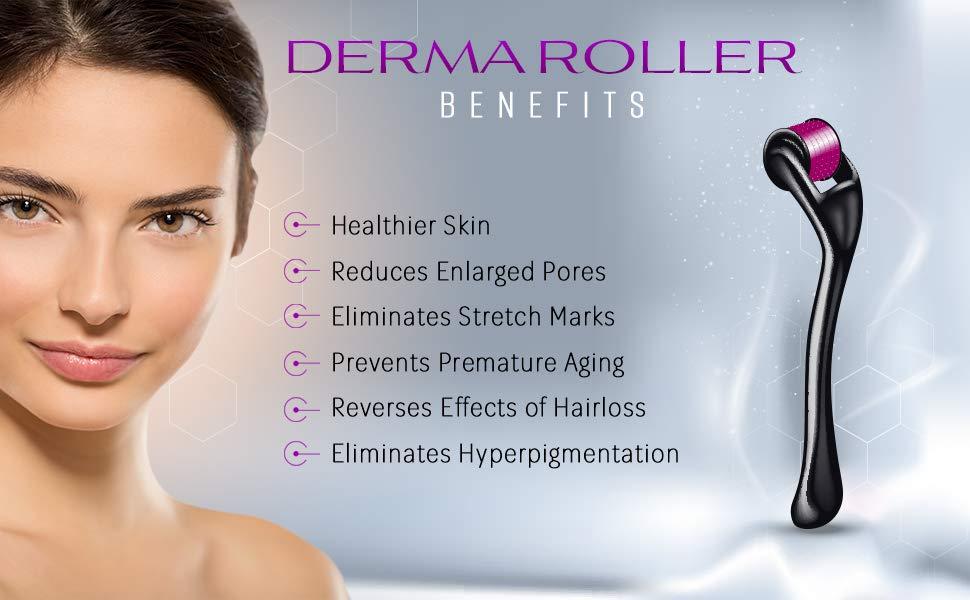 Meso Roller 0.5mm Micro Anti Bacterial Needle Derma Roller for Wrinkles Stretch Marks Cellulite Anti Aging & Better Skincare Absorption Micro Needling Rejuvenation System