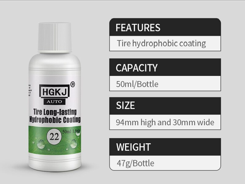 50ml HGKJ-22 Auto Car Tire Coating Tyre Gloss Long-lasting Hydrophobic Coating Tire Polish Tire Shine Tyre Coating Liquid