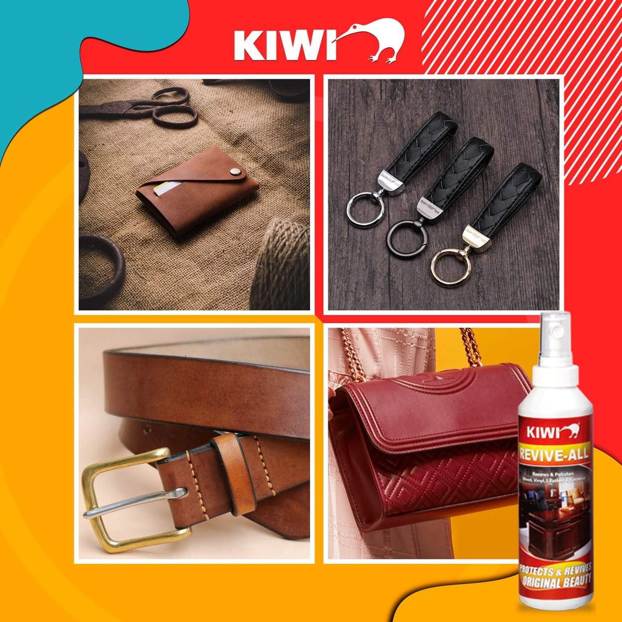 Kiwi Revive All Spray Red Renew & Polish Wood Vinyl & Leather 250ML