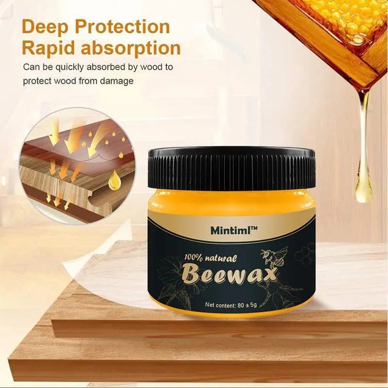Beeswax Furniture Polish for Wood – 100% Natural Wood Wax, 85G – Restores & Protects Wooden Tables, Chairs, Cabinets – Non-Toxic, Eco-Friendly, Vegan-Friendly Polish with Shine & Long-Lasting Finish
