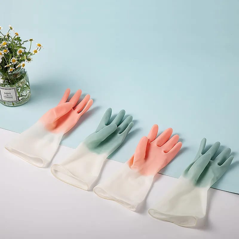 1pair Silicone Cleaning Gloves Dishwashing Cleaning Gloves Scrubber Dish Washing Sponge Rubber Gloves Kitchen Cleaning Tools