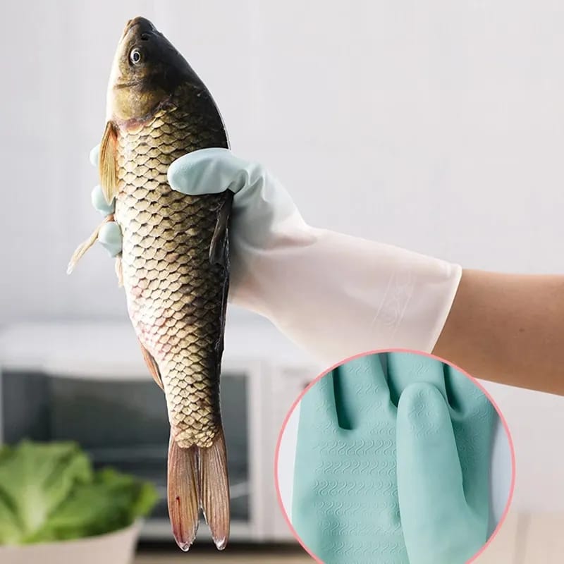 1pair Silicone Cleaning Gloves Dishwashing Cleaning Gloves Scrubber Dish Washing Sponge Rubber Gloves Kitchen Cleaning Tools
