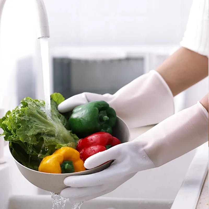 1pair Silicone Cut Resistance Dishwashing Cleaning Gloves Scrubber Dish Washing Sponge Rubber Gloves Kitchen Cleaning
