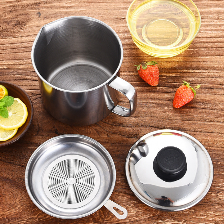 1.3L Stainless Steel Filter Separator Oil Storage Pot for Kitchen Tools Household Bekas Asingkan Minyak Oil Filter Pot Oil Pot