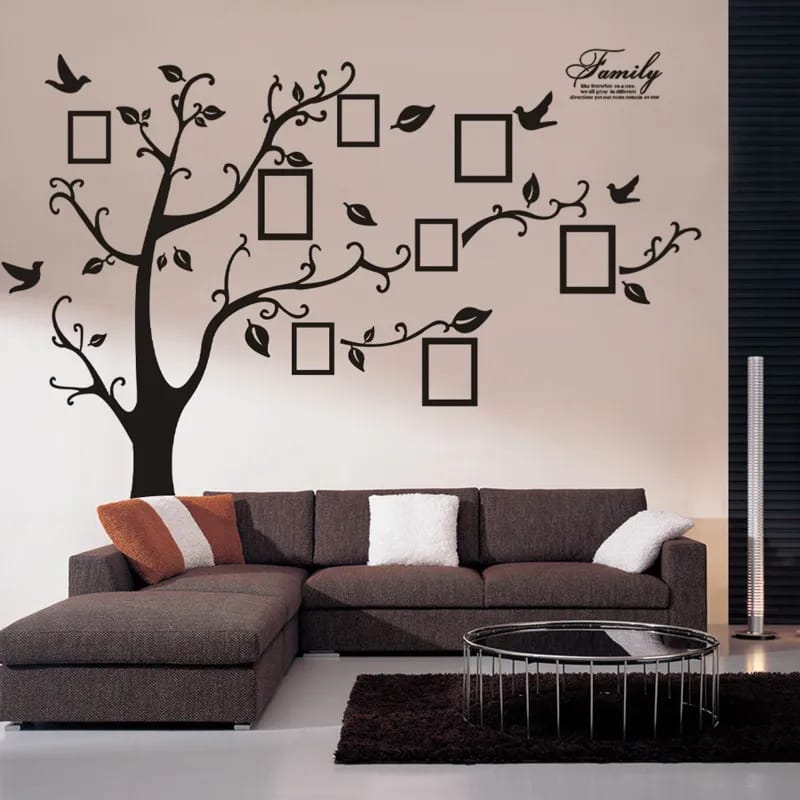 "Transform Your Space: Large 250x180cm Black 3D DIY Photo Tree PVC Wall Decals - Adhesive Family Wall Stickers Mural Art for Stunning Home Decor!"