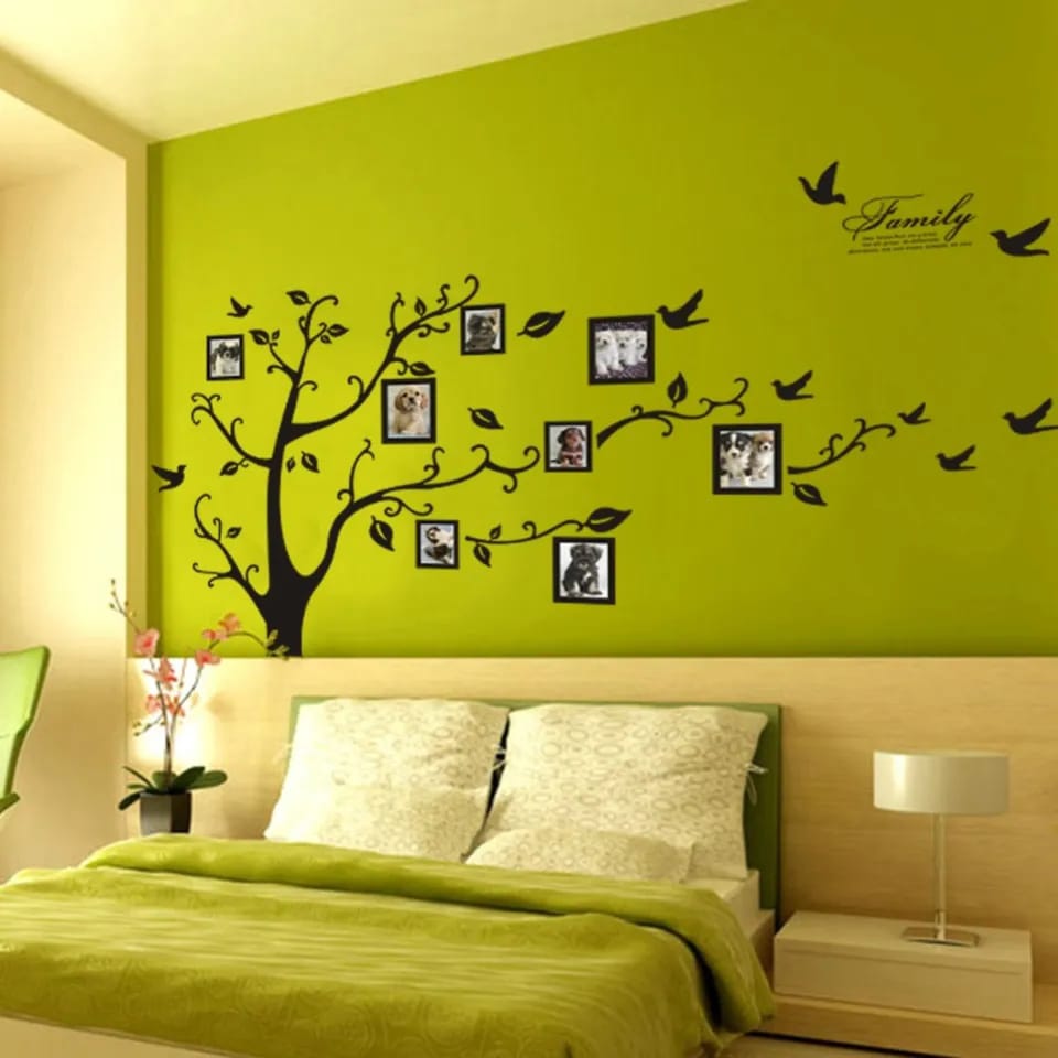 "Transform Your Space: Large 250x180cm Black 3D DIY Photo Tree PVC Wall Decals - Adhesive Family Wall Stickers Mural Art for Stunning Home Decor!"