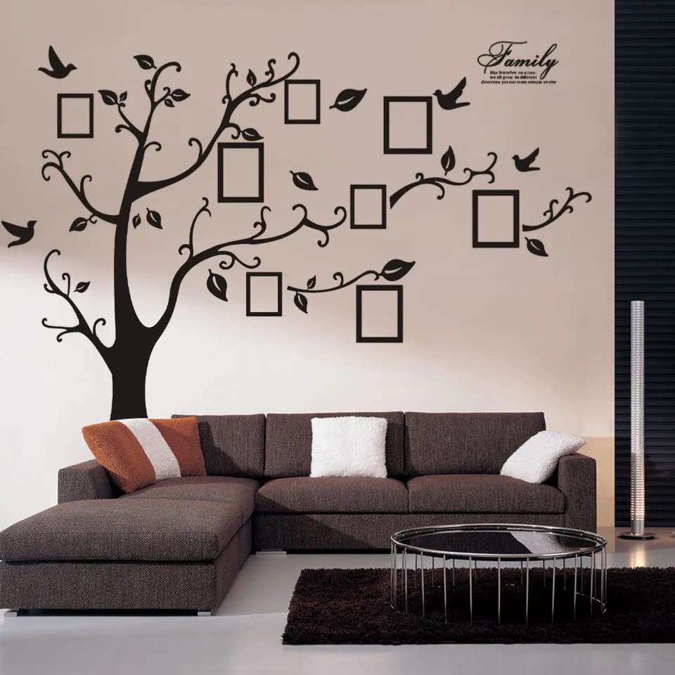 "Transform Your Space: Large 250x180cm Black 3D DIY Photo Tree PVC Wall Decals - Adhesive Family Wall Stickers Mural Art for Stunning Home Decor!"