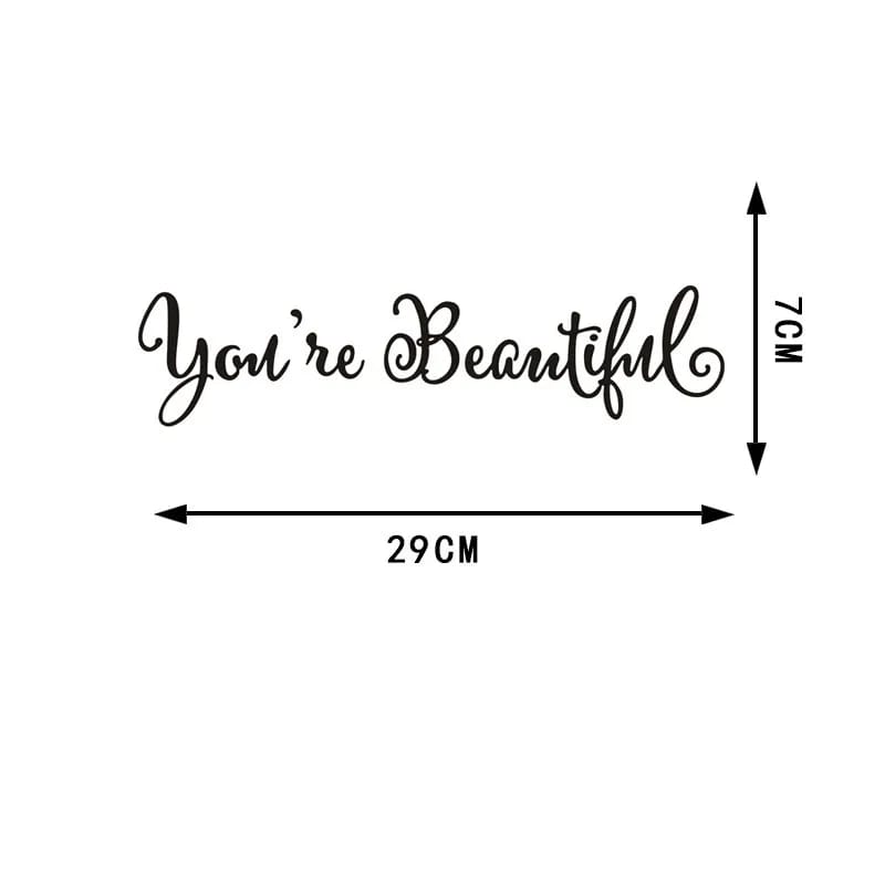 "YOU'RE BEAUTIFUL: Elegant Living Room Wall Sticker Set – Transform Your Space with Exquisite Carving Decals for Mirrors, Home, and Windows!"