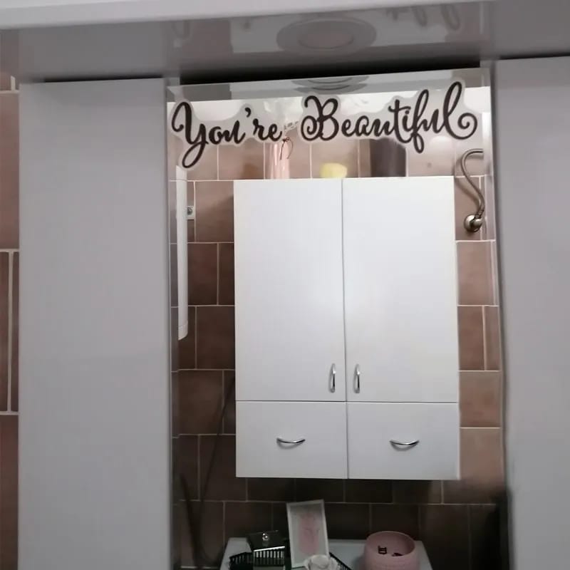 "YOU'RE BEAUTIFUL: Elegant Living Room Wall Sticker Set – Transform Your Space with Exquisite Carving Decals for Mirrors, Home, and Windows!"