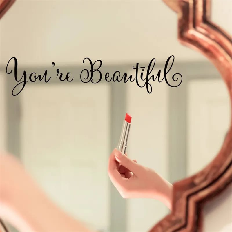 "YOU'RE BEAUTIFUL: Elegant Living Room Wall Sticker Set – Transform Your Space with Exquisite Carving Decals for Mirrors, Home, and Windows!"