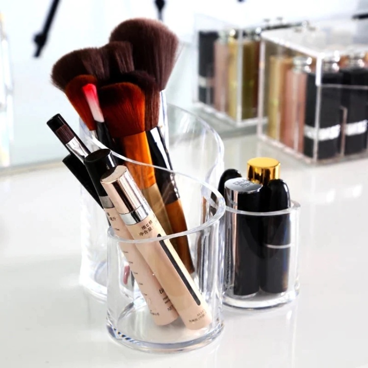 Cosmetic Makeup Organizer Transparent Acrylic Lipstick Holder Display Stand Nail Polish Eyebrow Pencil Storage Box Toothbrush Holder Stationary Holder