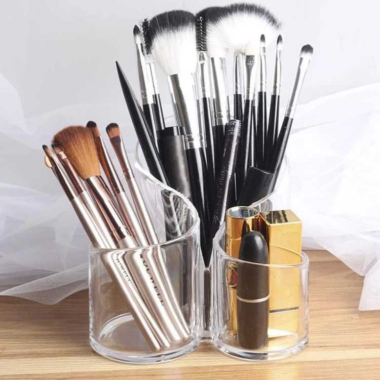 Cosmetic Makeup Organizer Transparent Acrylic Lipstick Holder Display Stand Nail Polish Eyebrow Pencil Storage Box Toothbrush Holder Stationary Holder