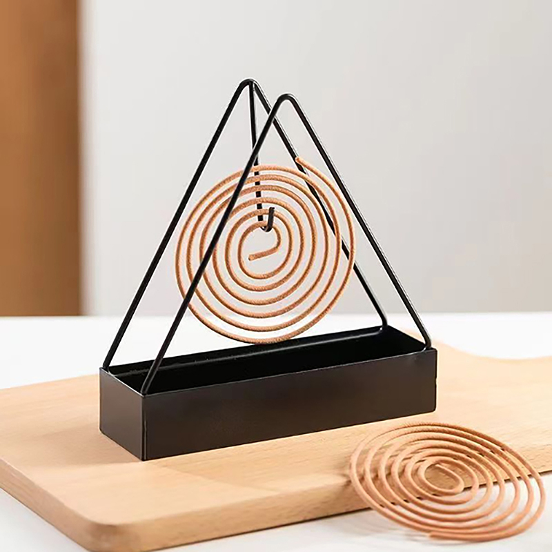 Anti-Scald Mosquito Coil Holder With Tray Creative Wrought Iron Triangular Shape Mosquito Repellent Incense Rack Home Decor Tool