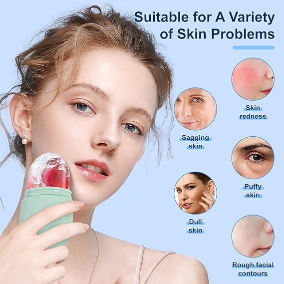 New 2025 Silicone Ice Roller Facial Massage for Cryotherapy - Beauty Skin Care Massage for Collagen Regrowth & Skin Strengthening - Enhance Your Natural Glow/Reusable Facial Treatment to Tighten & Tone Skin & De-Puff The Eye Area