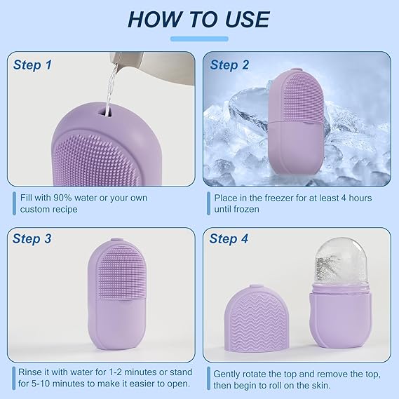 New 2025 Silicone Ice Roller Facial Massage for Cryotherapy - Beauty Skin Care Massage for Collagen Regrowth & Skin Strengthening - Enhance Your Natural Glow/Reusable Facial Treatment to Tighten & Tone Skin & De-Puff The Eye Area