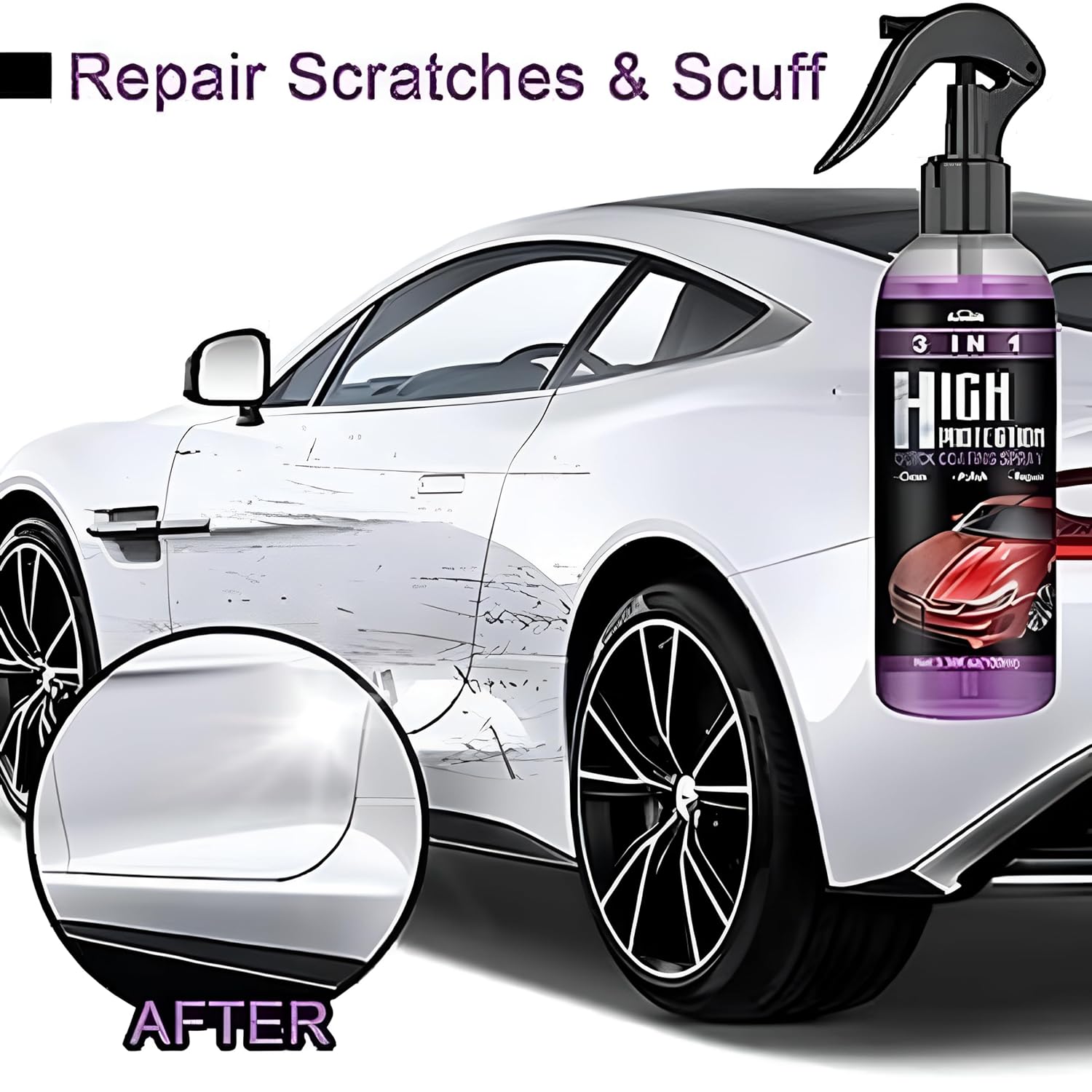 3 In 1 High Protection Quick Car Coating Spray Clean, Polish & Repair, Multipurpose Liquid Car & Bike Polish, Suitable for Dashboard, Restores Faded Plastic & Fiber, 100ml, Pack 1