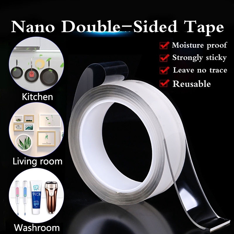 3 Meter Double Sided Washable Adhesive Tape Reusable and Washable Adhesive Silicone Nano Tape with Multi-Functional Anti-Slip