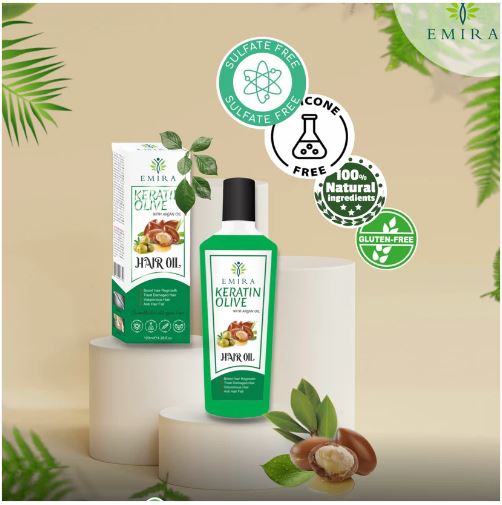 EMIRA Keratin Olive with Argan Hair Oil For Boosting hair growth,Damaged hair,Volumirous hair,Anti hair fall