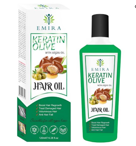 EMIRA Keratin Olive with Argan Hair Oil For Boosting hair growth,Damaged hair,Volumirous hair,Anti hair fall