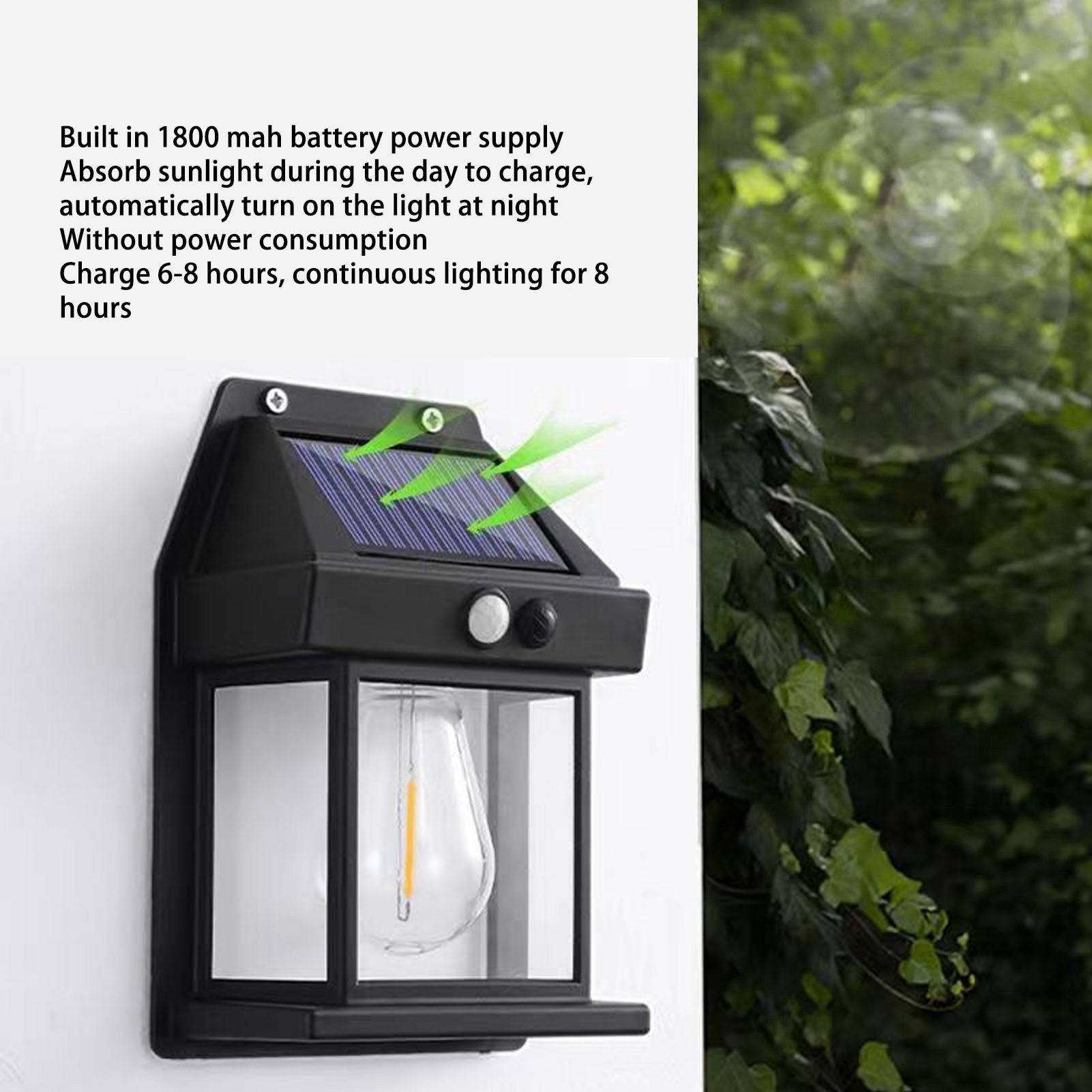 Solar Tungsten Night Lamp Intelligent Motion Sensor Wall Lamp Waterproof Solar Light Outdoor Courtyard Garden Decoration Lantern