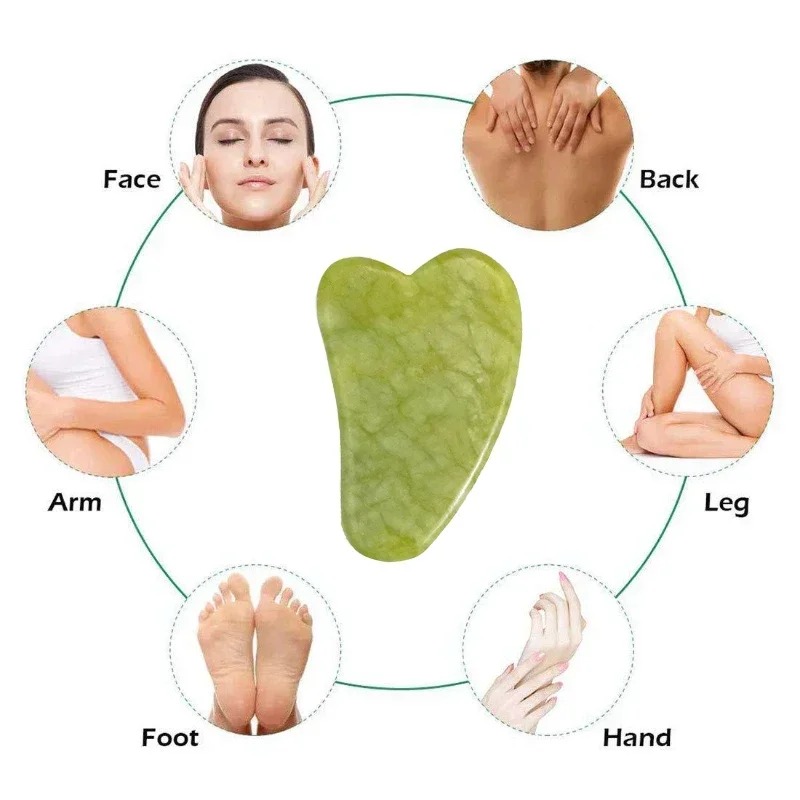 Jade Roller, Gua Sha, Face Roller, Facial Beauty Roller Skin Care Tools, Rose Quartz Massager for Face, Eyes, Neck, Body Muscle Relaxing and Relieve Fine Lines and Wrinkle with Gua Sha