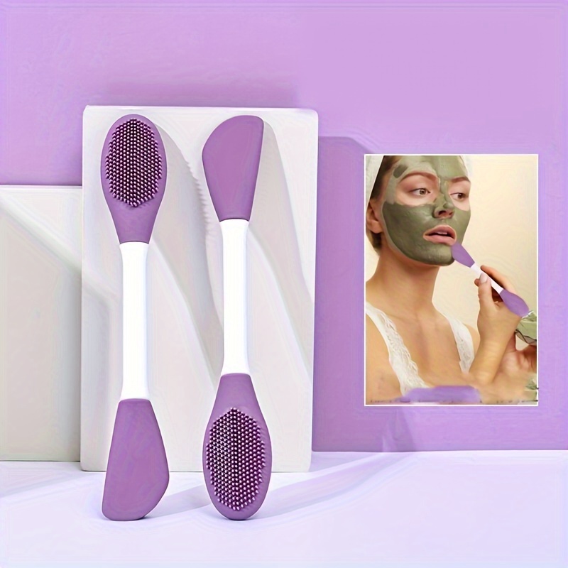 2-in-1 Silicone Facial Brush - Dual-Ended Mask & Cleansing Tool, Alcohol-Free, Ideal for Mud Masks & Skincare