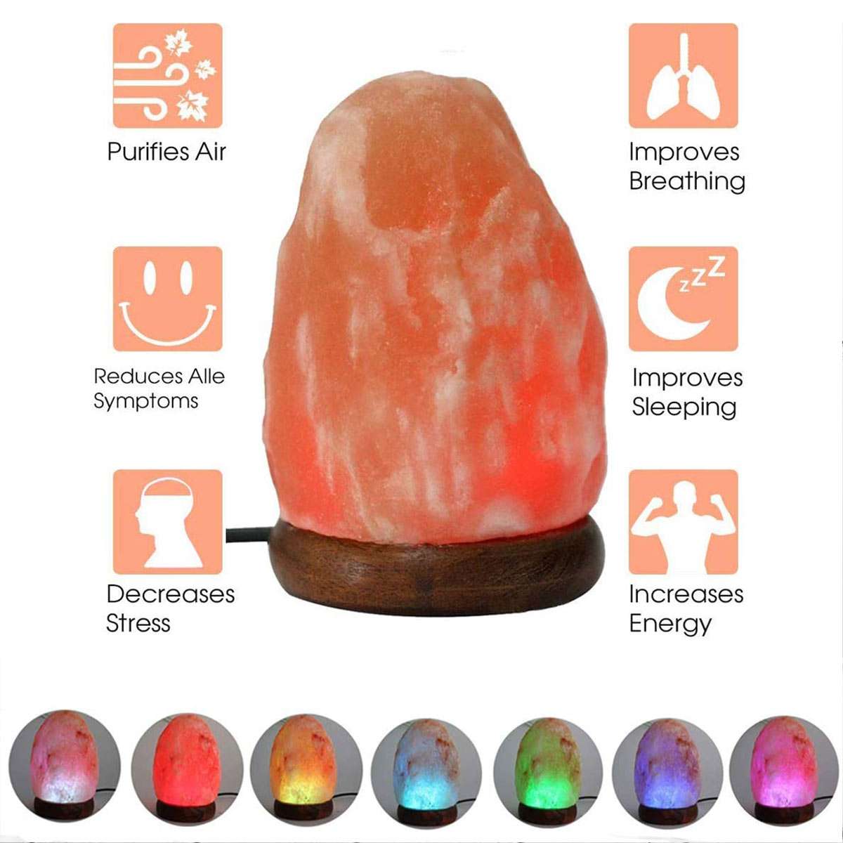 7 Color Changing USB Himalayan Salt Lamp for Home Decoration, Night Light, Pink salt lamp, Salt lamp bulb, Rock salt lamp, Asthma and Allergy Patients to Clean room Atmosphere