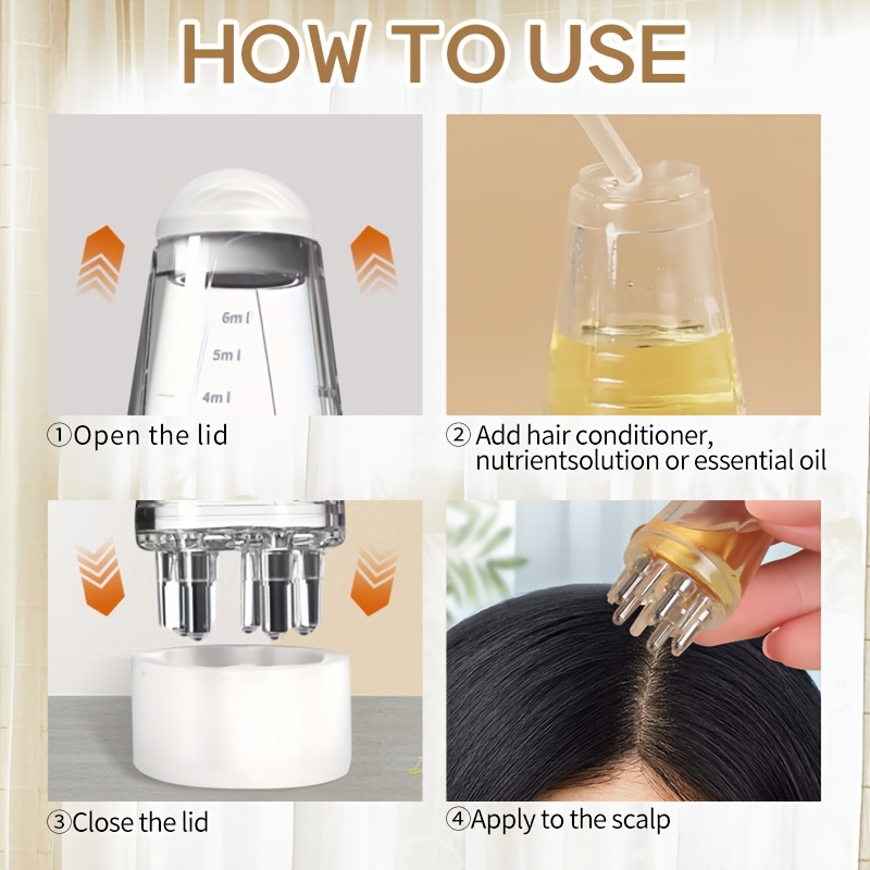 6ml Scalp Applicator Mini Head Massager Roller Ball Brush Hair Care Essential Oil Applicator Massage Comb