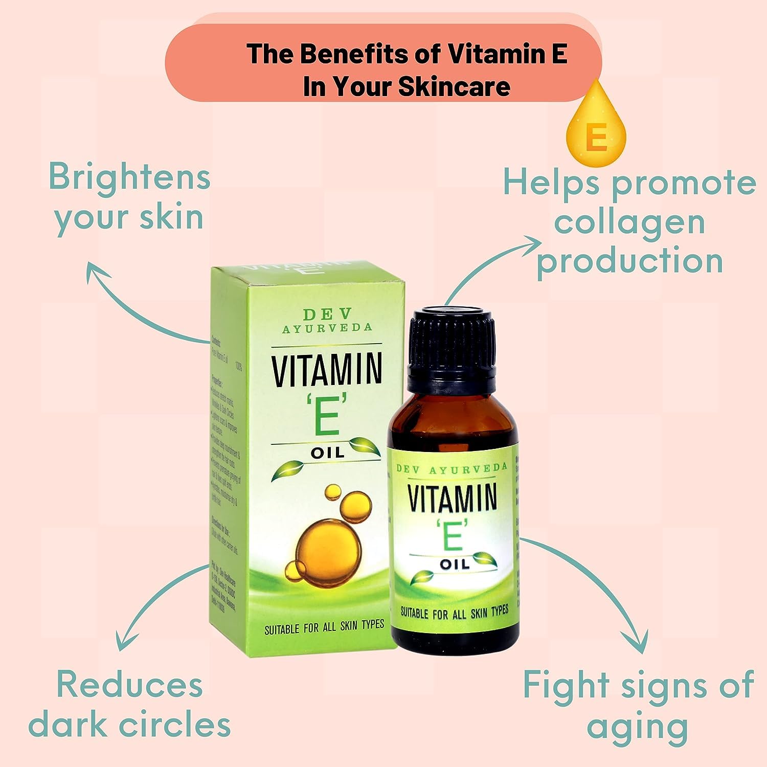 Pure Vitamin E Oil 10mL - Therapeutic Grade for Skin & Hair | Rich in Antioxidants | Ayurvedic & Herbal Properties for Nourishment, Healing, and Repair | Natural Moisturizer & Anti-Aging Solution
