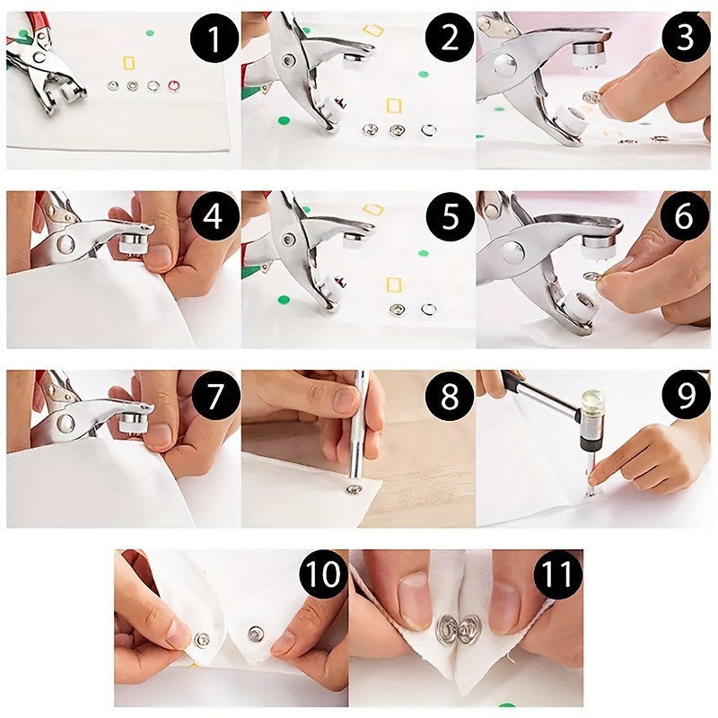 50 Sets Snap Fastener Kit with Pliers, Durable Metal Snaps with Hand Press Tool & Clear Organizer Box for DIY Sewing Crafts on Clothes, Bags & Hats - Uncharged Plastic Handheld Snap Installation Tool Set