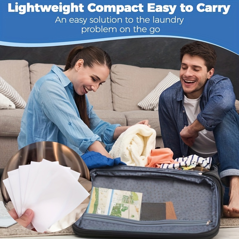 30 Pcs New liquid-free technology laundry tablets, super value pack portable laundry bubble paper, strong cleaning without damaging clothes and leaving no residue, economical and portable laundry method, essential cleaning tool for home travel and  Hiking