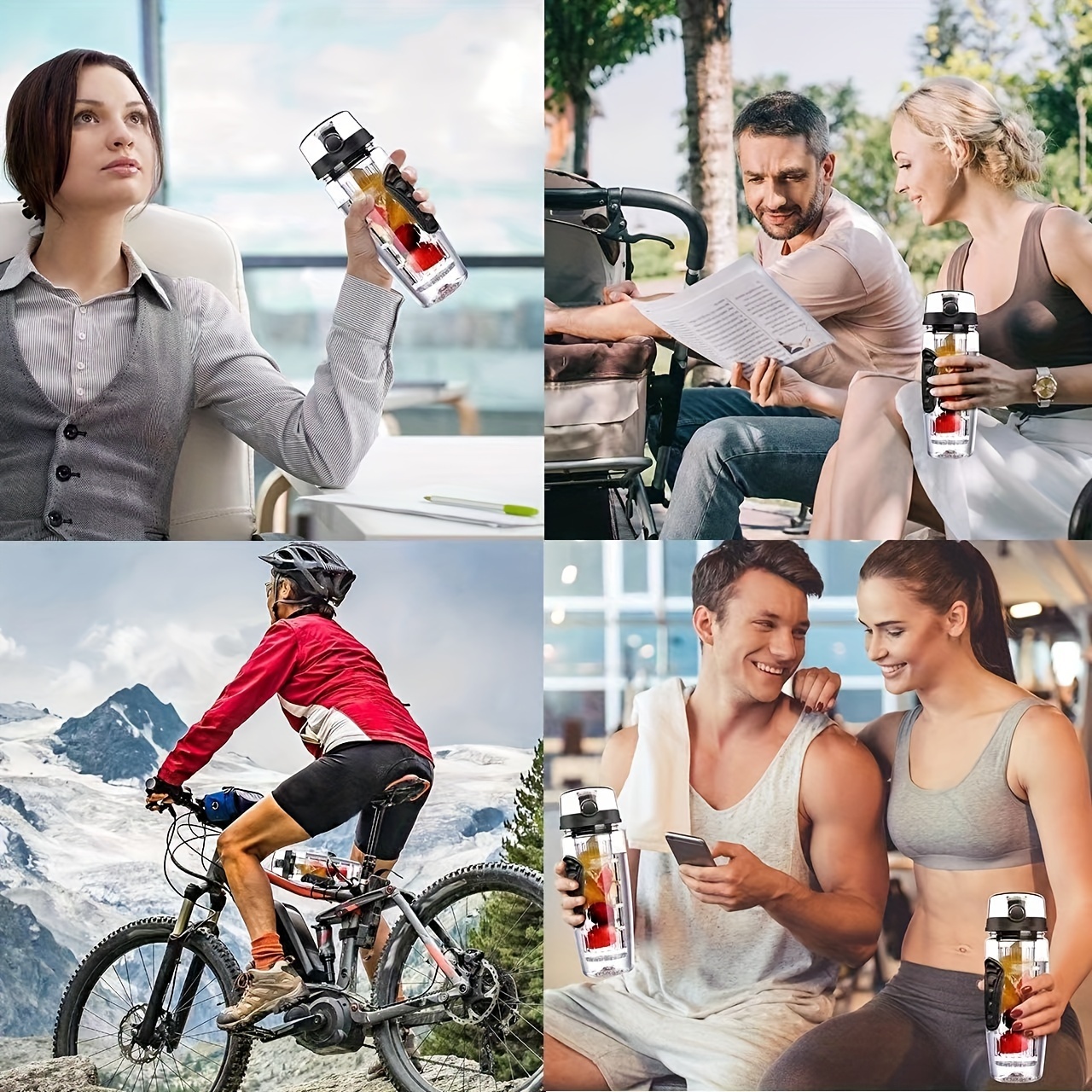 800ml Leak-Proof Sports Detox Water Bottle with Infuser - BPA/PVC/BPS/BPF Free, Ideal for Fitness, Camping, Cycling & Outdoor Activities