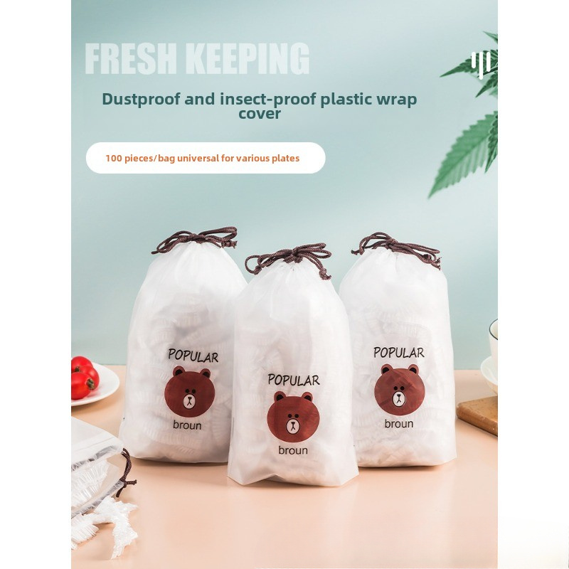 100pcs Food-Grade Disposable Plastic Wrap, Stretchable Cling Film for Bowls, Plates, Fruits, Vegetables - Transparent Kitchen Freshness Covers, Anti-dust Cover