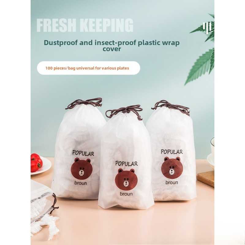 100pcs Food-Grade Disposable Plastic Wrap, Stretchable Cling Film for Bowls, Plates, Fruits, Vegetables - Transparent Kitchen Freshness Covers, Anti-dust Cover