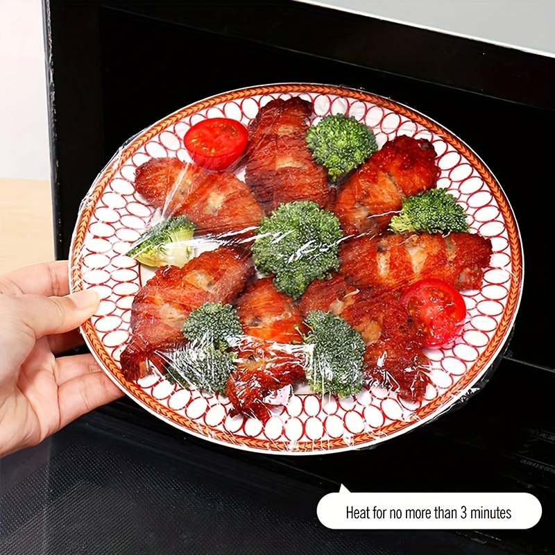 100pcs Food-Grade Disposable Plastic Wrap, Stretchable Cling Film for Bowls, Plates, Fruits, Vegetables - Transparent Kitchen Freshness Covers, Anti-dust Cover