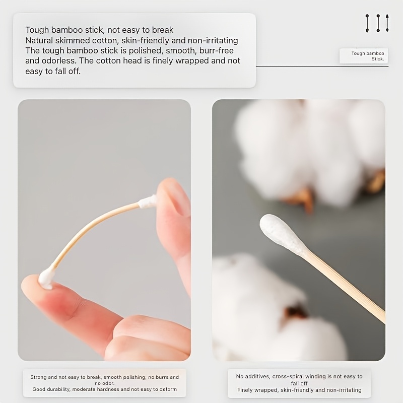 100pcs Premium Double-Ended Wooden Swabs for Makeup, Earwax Removal, Crafts & Cleaning - Unfragranced, Alcohol-Free, Smooth White Wooden Tips, Beauty & Personal Care Accessories, Craft Cleaning Tools | Minimalist Design | Alcoholfree Swabs