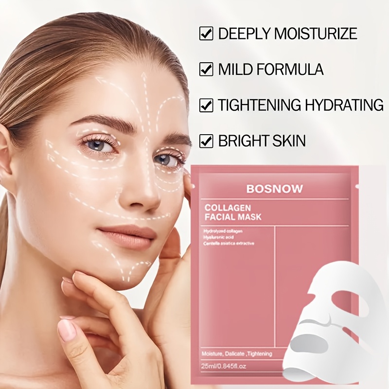 1Pcs Set Bio Collagen Deep Mask - Collagen Real Deep Mask Pack Hydrating & Firming Facial Sheet Masks with Collagen, Hyaluronic Acid & Nicotinamide Moisturizing & Invigorating for All Skin Korean Skin