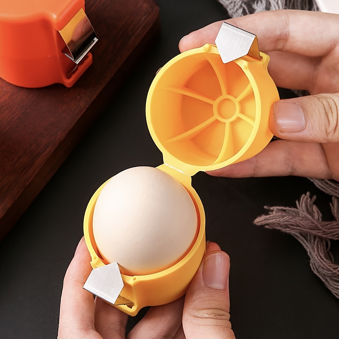 Egg Opener Easy-Clean Egg Shell Separator - Quick Peel & Yolk Divider for Kitchen, Baking Essentials, Durable Plastic Design with Secure Lid Closure